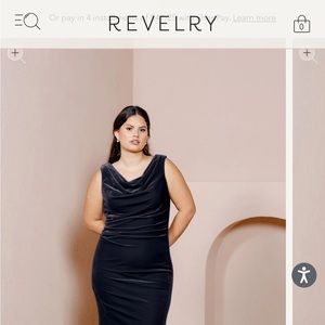 Navy, velvet formal gown or bridesmaid dress. Key hole detail in back.